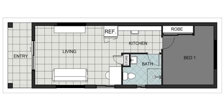 1 bedroom, 1 bathroom granny flat floor plan by IK Building and Construction
